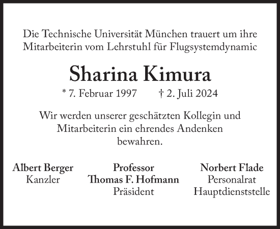 Traueranzeige von Sharina Kimura von Süddeutsche Zeitung