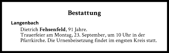 Traueranzeige von Bestattungen vom 23.09.2024 von Süddeutsche Zeitung