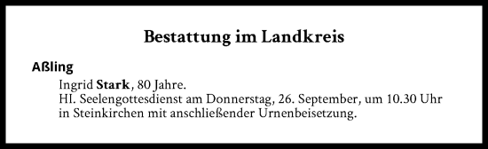 Traueranzeige von Bestattungen vom 26.09.2024 von Süddeutsche Zeitung