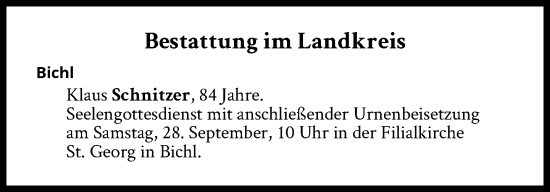 Traueranzeige von Bestattungen vom 28.09.2024 von Süddeutsche Zeitung