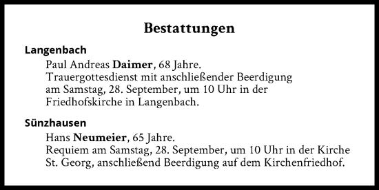 Traueranzeige von Bestattungen vom 28.09.2024 von Süddeutsche Zeitung