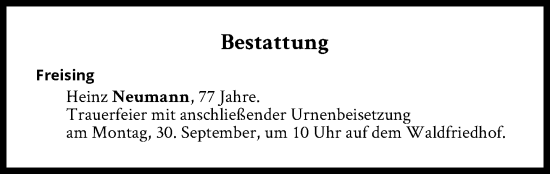 Traueranzeige von Bestattungen vom 30.09.2024 von Süddeutsche Zeitung