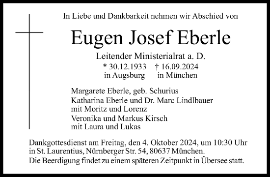 Traueranzeige von Eugen Josef Eberle von Süddeutsche Zeitung