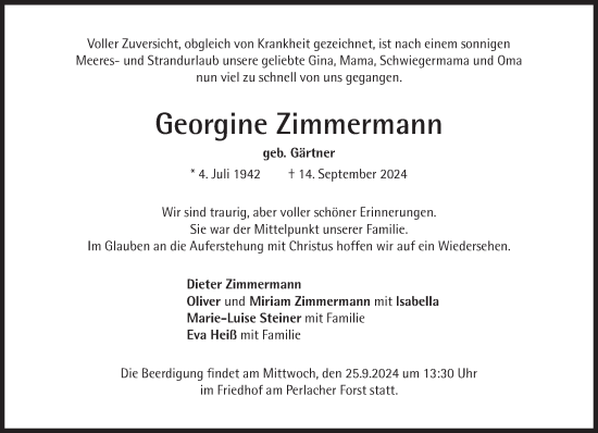 Traueranzeige von Georgine Zimmermann von Süddeutsche Zeitung