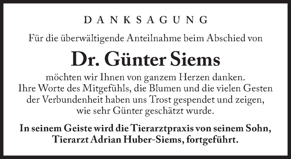  Traueranzeige für Günter Siems vom 07.09.2024 aus Süddeutsche Zeitung