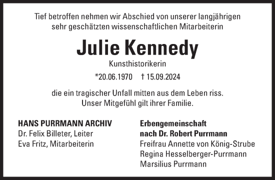 Traueranzeige von Julie Kennedy von Süddeutsche Zeitung