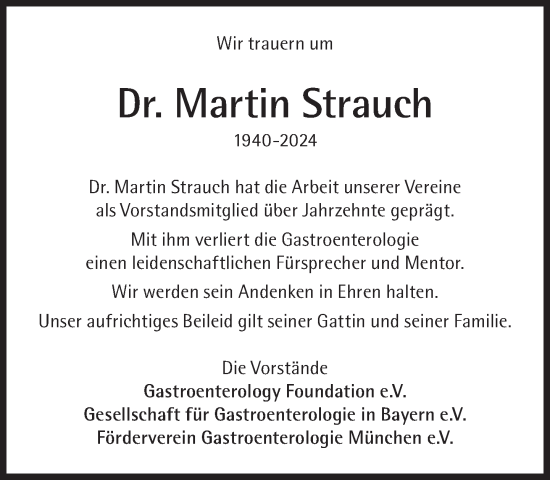 Traueranzeige von Martin Strauch von Süddeutsche Zeitung