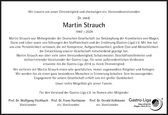 Traueranzeige von Martin Strauch von Süddeutsche Zeitung