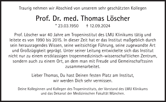 Traueranzeige von Thomas Löscher von Süddeutsche Zeitung