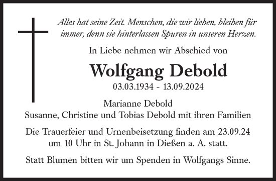 Traueranzeige von Wolfgang Debold von Süddeutsche Zeitung