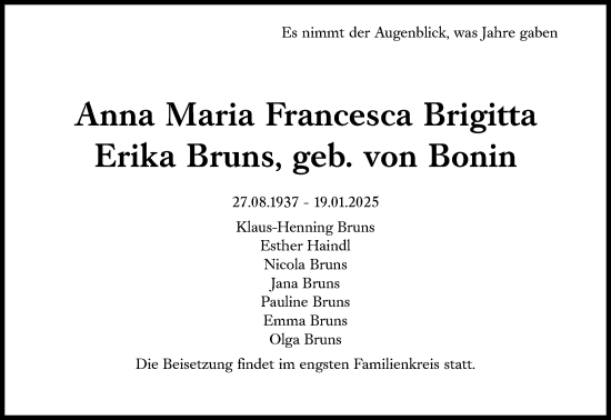 Traueranzeige von Anna Maria Bruns von Süddeutsche Zeitung