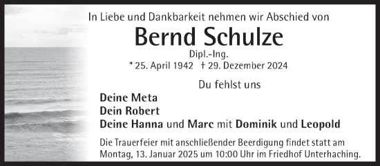 Traueranzeige von Bernd Schulze von Süddeutsche Zeitung