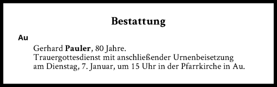 Traueranzeige von Bestattungen vom 07.01.2025 von Süddeutsche Zeitung