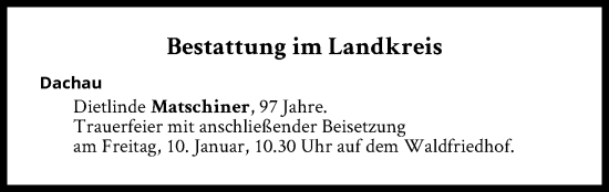 Traueranzeige von Bestattungen vom 10.01.2025 von Süddeutsche Zeitung