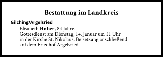 Traueranzeige von Bestattungen vom 14.01.2025 von Süddeutsche Zeitung