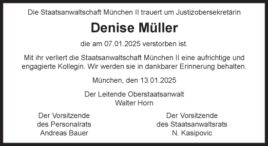 Traueranzeige von Denise Müller von Süddeutsche Zeitung