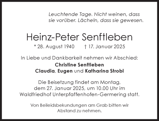 Traueranzeige von Heinz-Peter Senftleben von Süddeutsche Zeitung