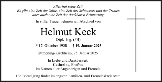 Traueranzeige von Helmut Keck von Süddeutsche Zeitung