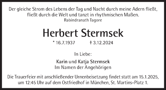 Traueranzeige von Herbert Stermsek von Süddeutsche Zeitung