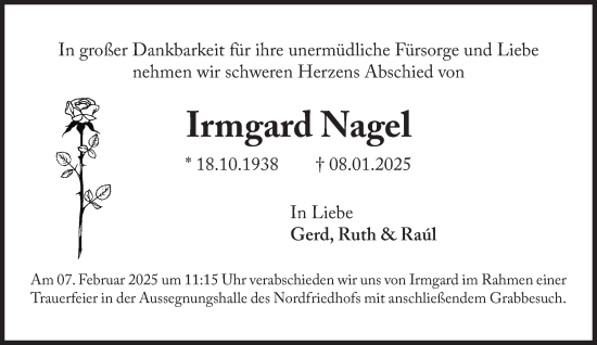 Traueranzeige von Irmgard Nagel von Süddeutsche Zeitung