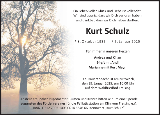 Traueranzeige von Kurt Schulz von Süddeutsche Zeitung