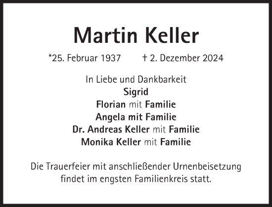 Traueranzeige von Martin Keller von Süddeutsche Zeitung