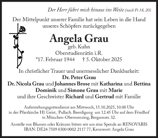 Traueranzeige von Angela Grau von Süddeutsche Zeitung