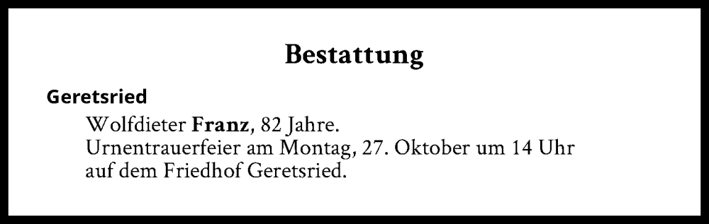  Traueranzeige für Bestattungen vom 27.10.2025 vom 27.10.2025 aus Süddeutsche Zeitung