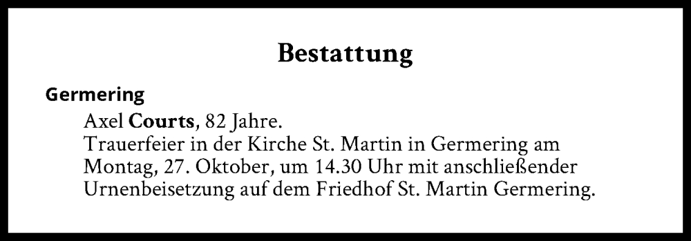  Traueranzeige für Bestattungen vom 27.10.2025 vom 27.10.2025 aus Süddeutsche Zeitung