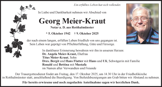 Traueranzeige von Georg Meier-Kraut von Süddeutsche Zeitung
