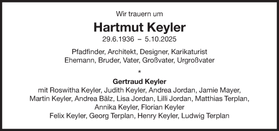 Traueranzeige von Hartmut Keyler von Süddeutsche Zeitung