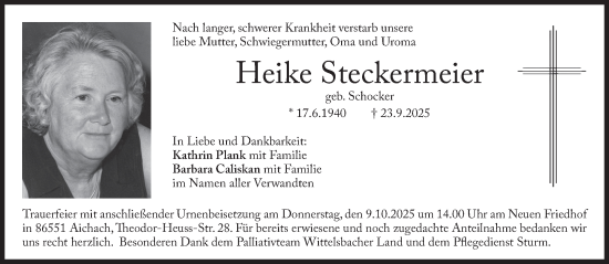 Traueranzeige von Heike Steckermeier von Süddeutsche Zeitung