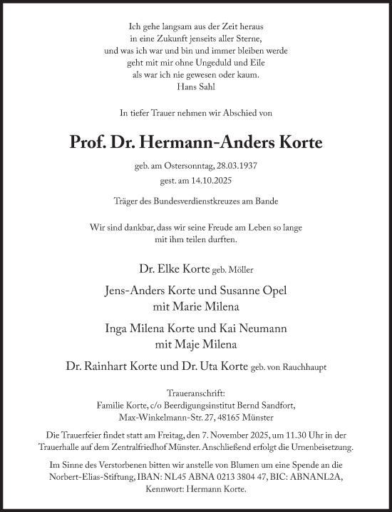 Traueranzeige von Hermann-Anders Korte von Süddeutsche Zeitung