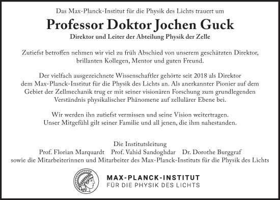 Traueranzeige von Jochen Guck von Süddeutsche Zeitung