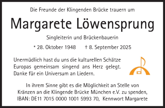Traueranzeige von Margarete Löwensprung von Süddeutsche Zeitung