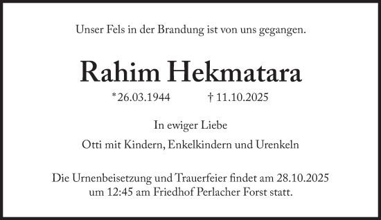 Traueranzeige von Rahim Hekmatara von Süddeutsche Zeitung