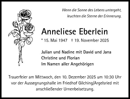 Traueranzeige von Anneliese Eberlein von Süddeutsche Zeitung