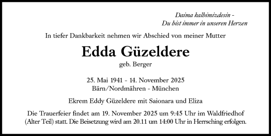 Traueranzeige von Edda Güzeldere von Süddeutsche Zeitung