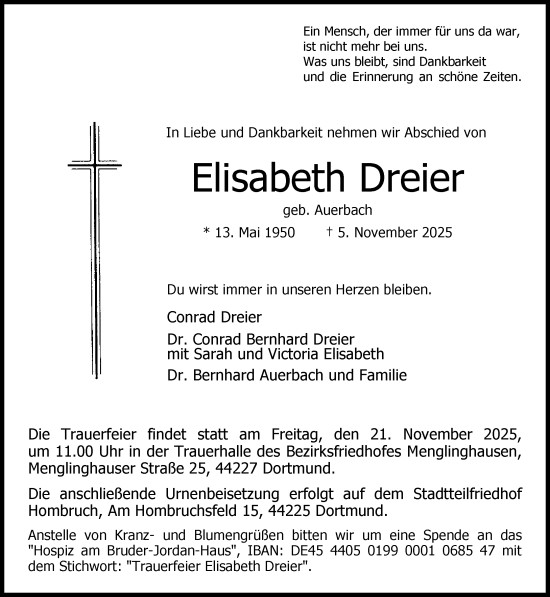 Traueranzeige von Elisabeth Dreier von Süddeutsche Zeitung