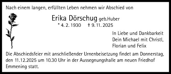 Traueranzeige von Erika Dörschug von Süddeutsche Zeitung