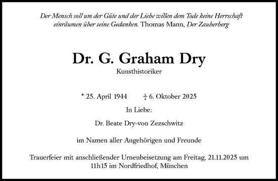 Traueranzeige von G. Graham Dry von Süddeutsche Zeitung
