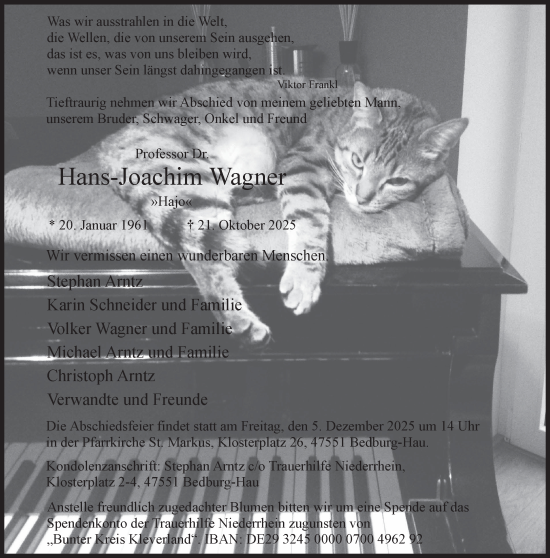 Traueranzeige von Hans-Joachim Wagner von Süddeutsche Zeitung