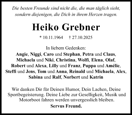 Traueranzeige von Heiko Grebner von Süddeutsche Zeitung