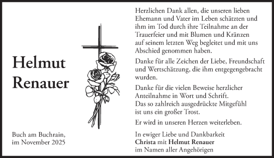 Traueranzeige von Helmut Renauer von Süddeutsche Zeitung
