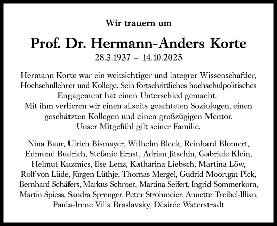 Traueranzeige von Hermann-Anders Korte von Süddeutsche Zeitung