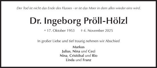 Traueranzeige von Ingeborg Pröll-Hölzl von Süddeutsche Zeitung
