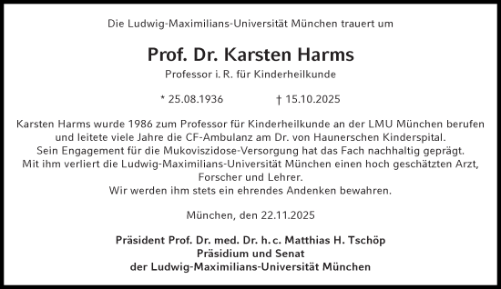 Traueranzeige von Karsten Harms von Süddeutsche Zeitung