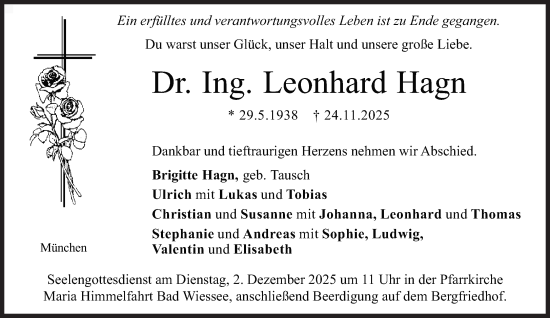 Traueranzeige von Leonhard Hagn von Süddeutsche Zeitung