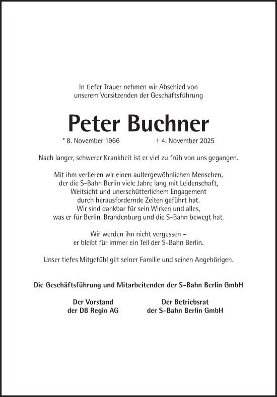 Traueranzeige von Peter Buchner von Süddeutsche Zeitung