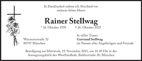 Traueranzeige von Rainer Stellwag von Süddeutsche Zeitung